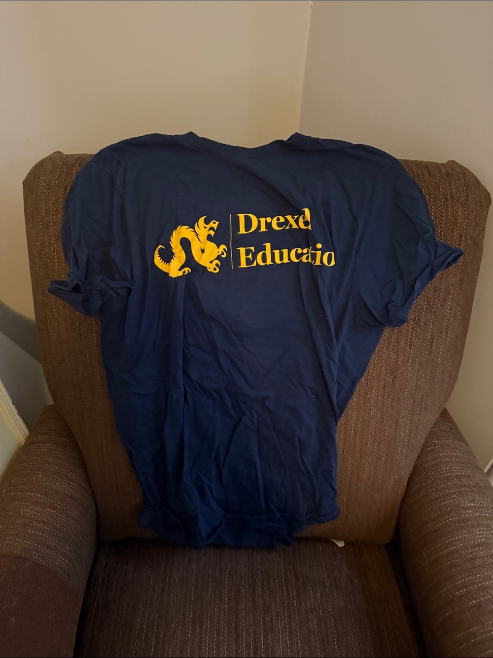 Anvil Navy T‑Shirt with Yellow Drexel Logo